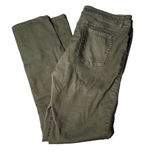 Prana women's olive green mid rise straight leg 30" denim pants